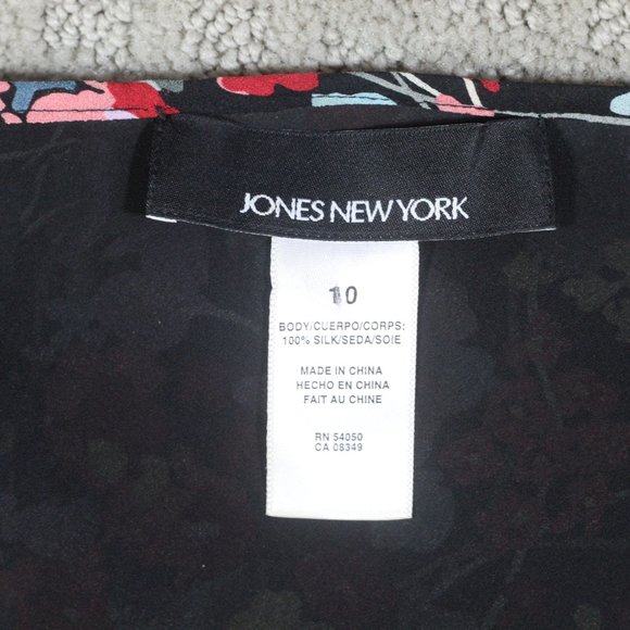 Jones New York Size 10 Floral 100% Silk Blouse - Picture 5 of 7